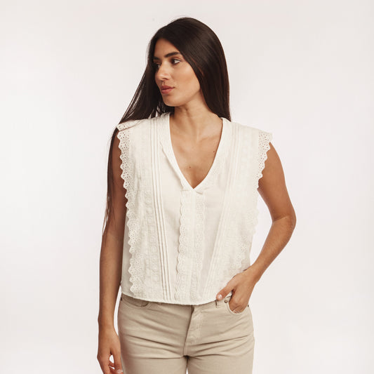 Musculosa Encaje Blanco