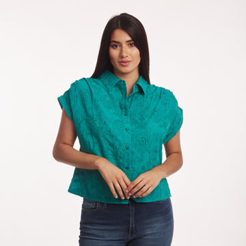 Camisa Broderie Verde