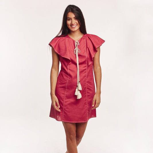 Vestido Volados Granate