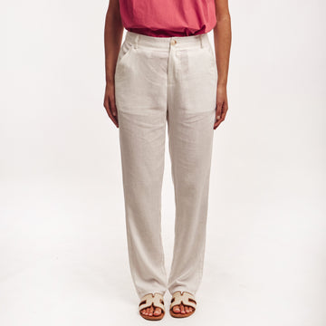 Pantalon Lino Dama Blanco