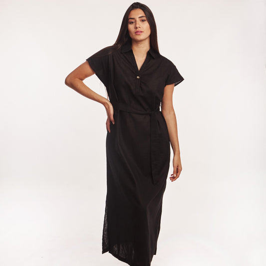 Vestido Lino largo Negro