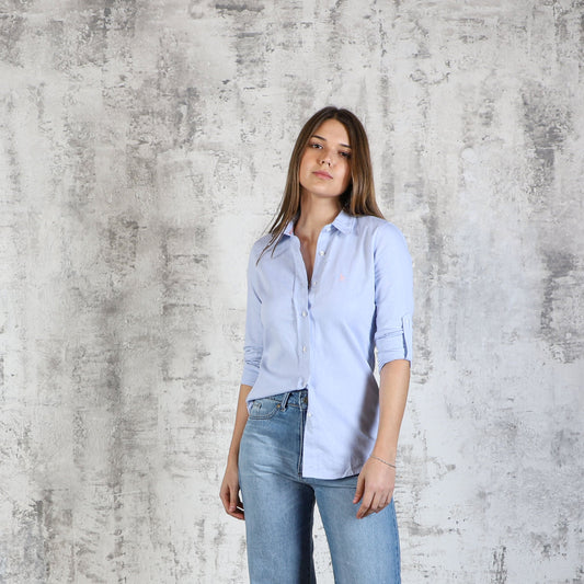 Camisa Clasica Lisa Celeste