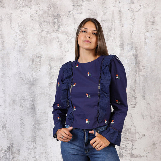 Blusa Broderie Azul