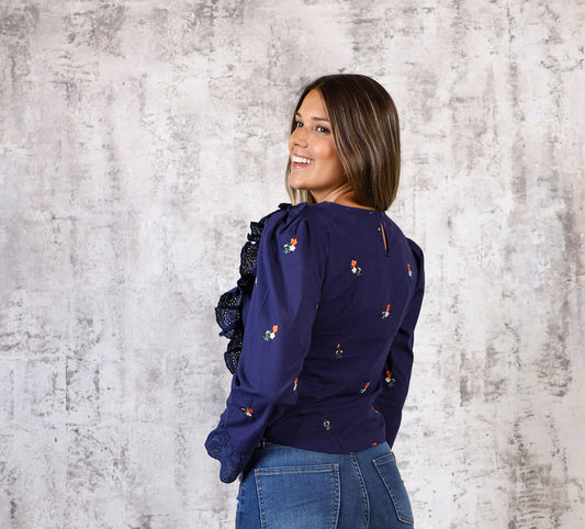 Blusa Broderie Azul