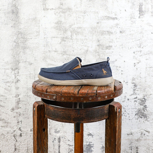 Zapato Clasico Lona Hombre Azul