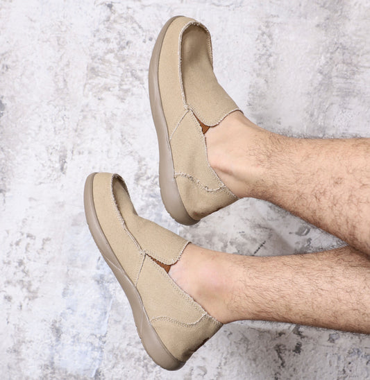 Zapato Casual Lona Hombre Beige