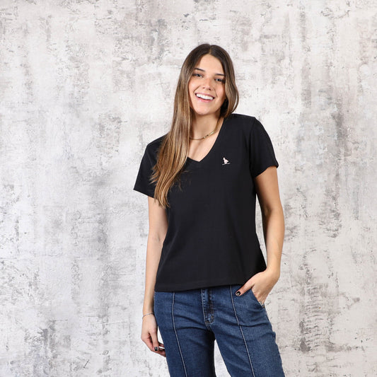 T-shirt en v dama 24 Negro