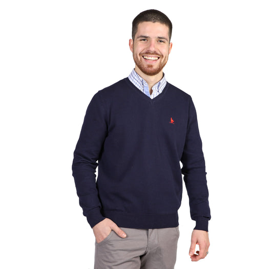 Sweater En V Hombre Azul