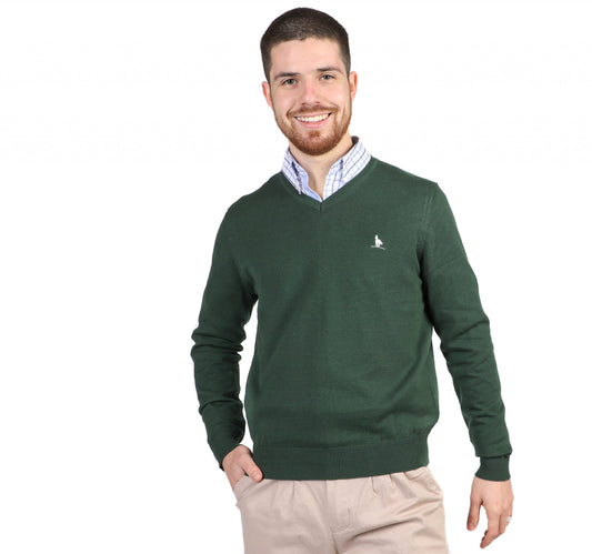 Sweater En V Hombre Verde