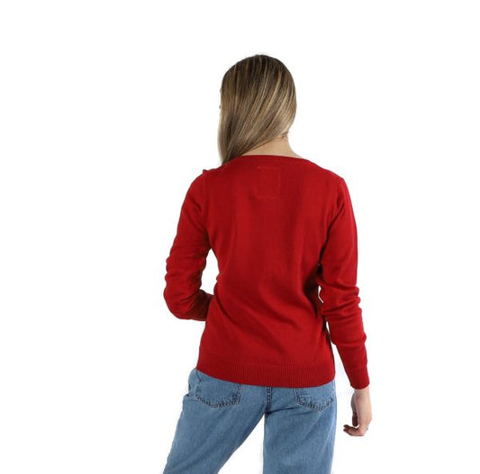 Sweater V Dama Rojo