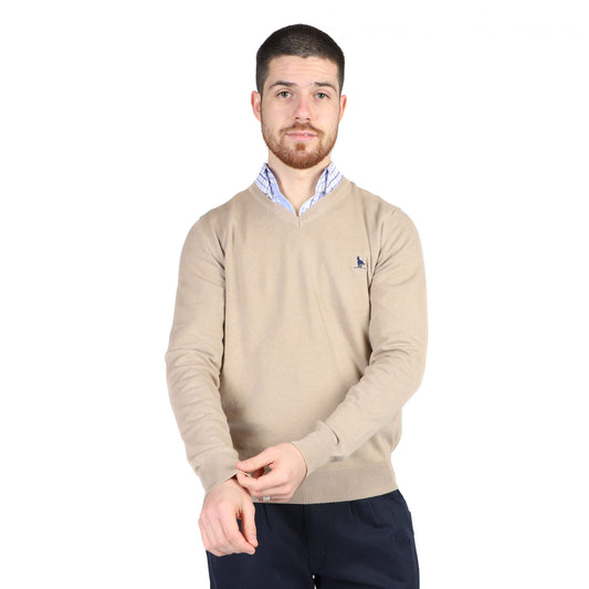 Sweater En V Hombre Beige