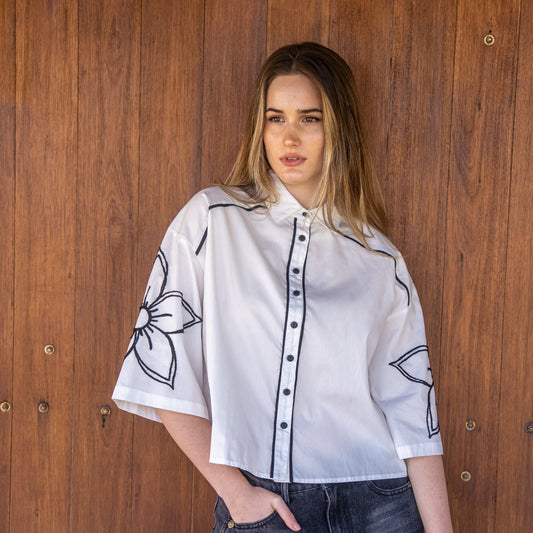 Camisa Flor Blanca
