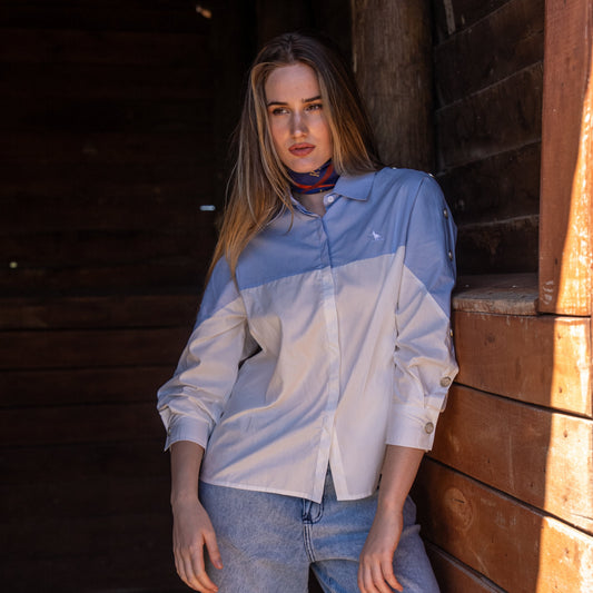Camisa Duo Blanca/Celeste