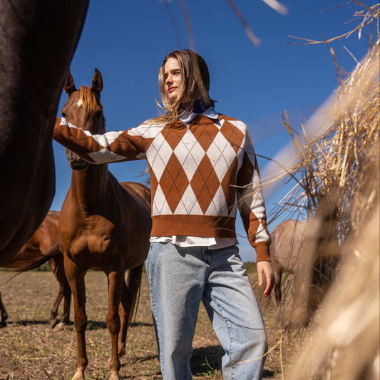 Sweater Rombo Natural/Tostado