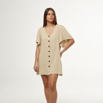 Vestido Suelto Rayas Beige