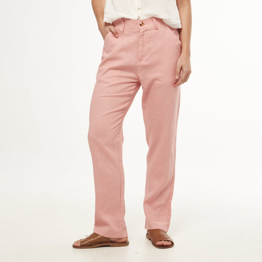 Pantalon Lino Dama Rosado