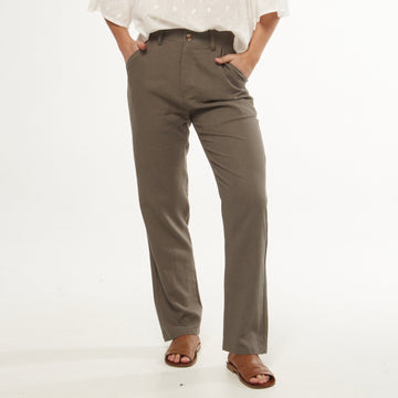 Pantalon Lino Dama Verde