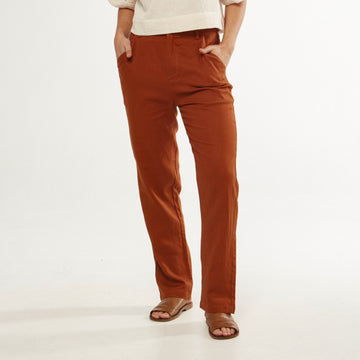 Pantalon Lino Dama Tostado