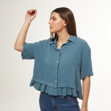 Camisa Volado Azul