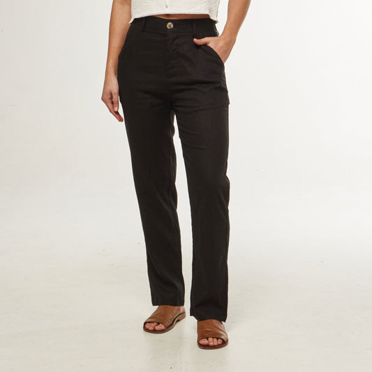 Pantalon Lino Dama Negro