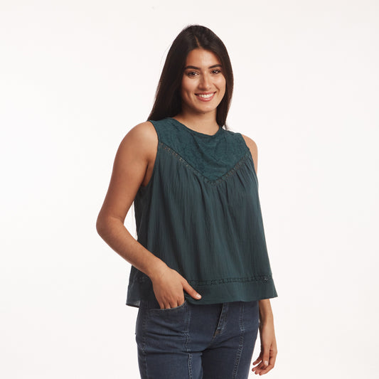 Musculosa fruncida Verde