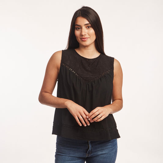 Musculosa fruncida Negro