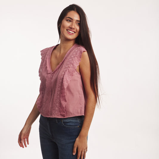 Musculosa Encaje Rosa