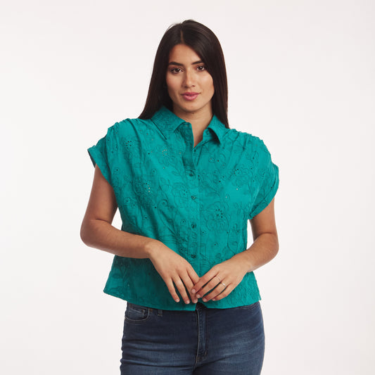 Camisa Broderie Verde