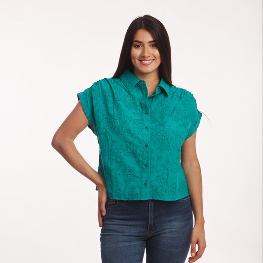 Camisa Broderie Verde