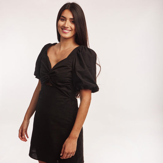 Vestido Frunce Negro