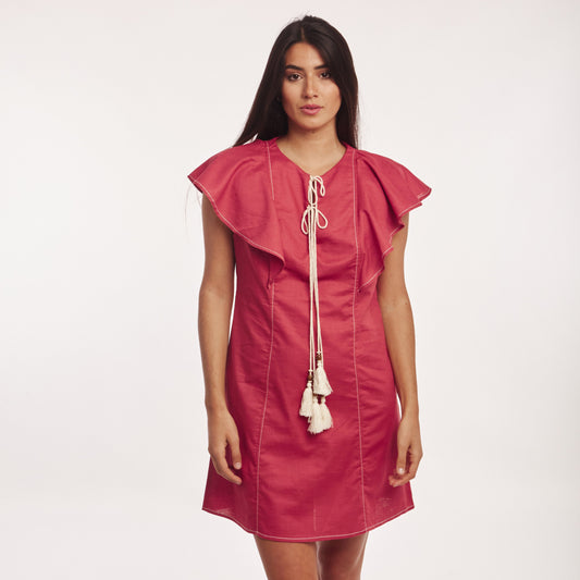 Vestido Volados Granate