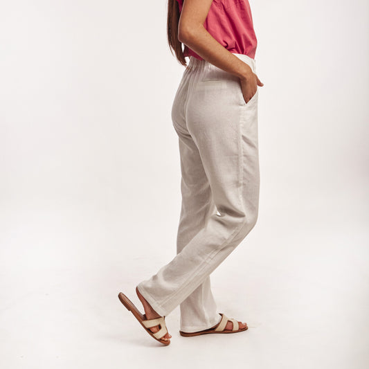 Pantalon Lino Dama Blanco
