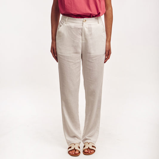 Pantalon Lino Dama Blanco