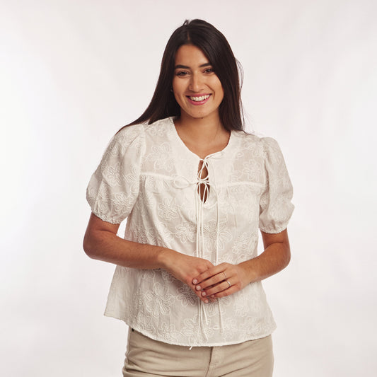 Blusa Cordones Broderie Blanca