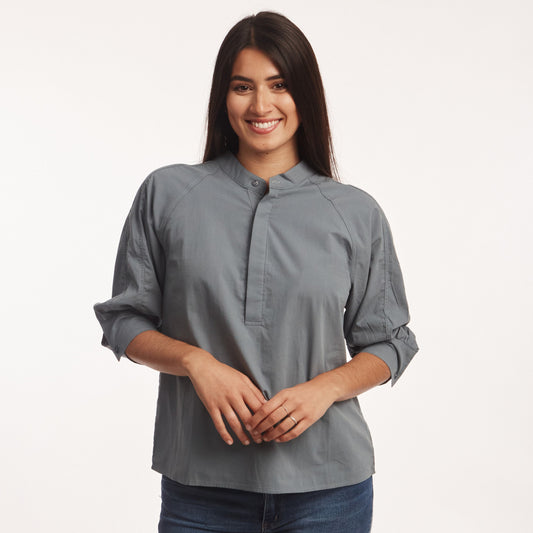 Blusa Costura Azul Piedra