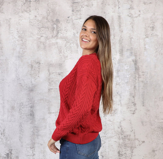 Sweater Trenzado Rojo