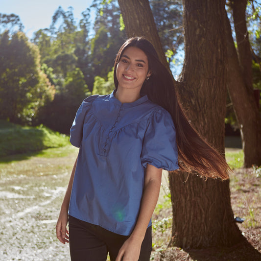 Blusa Botones Azul