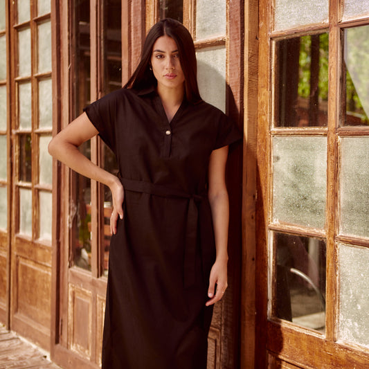 Vestido Lino largo Negro