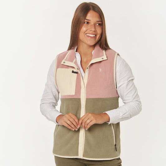 Chaleco Polar Bicolor Rosa/Verde