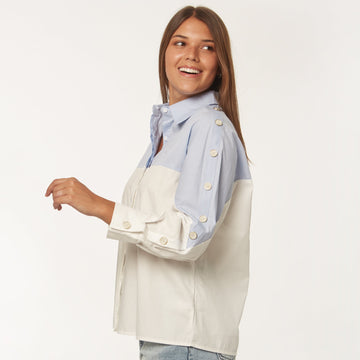 Camisa Duo Blanca/Celeste