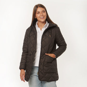 Campera capitoneada Larga Negra