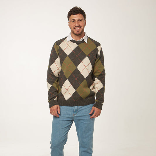 Sweater Rombo Gris/Verde