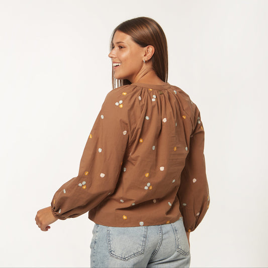Camisa Ana Bordada Marron