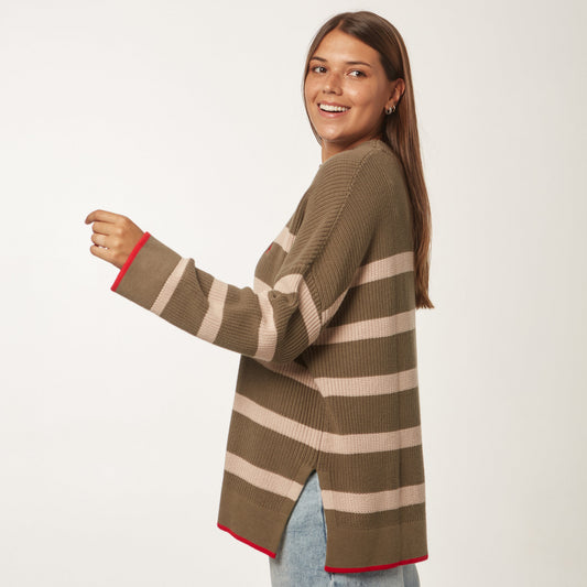 Sweater Rayado Marinero Verde