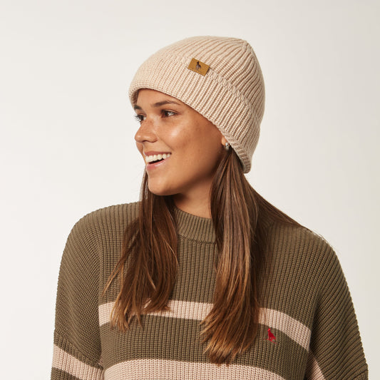 Gorro Lana Merino Beige