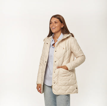 Campera capitoneada Larga Beige