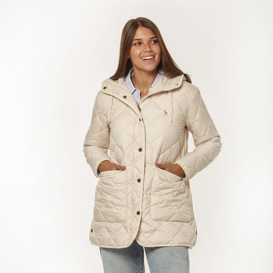 Campera capitoneada Larga Beige