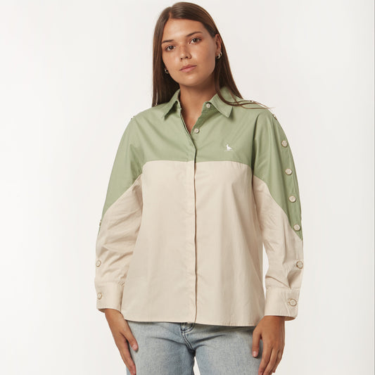 Camisa Duo Beige/Verde