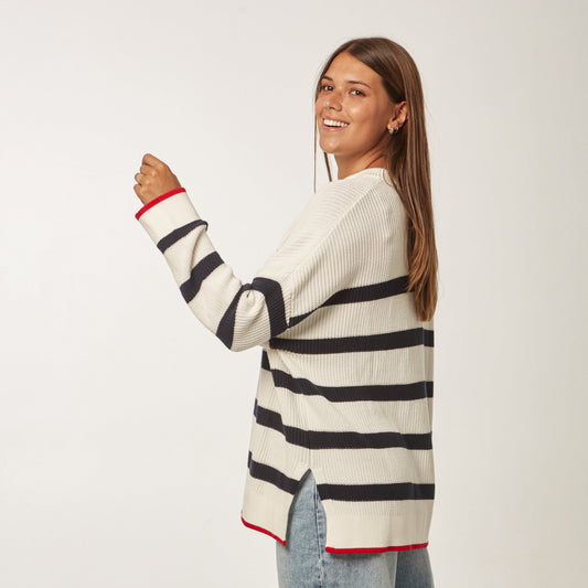Sweater Rayado Marinero Natural