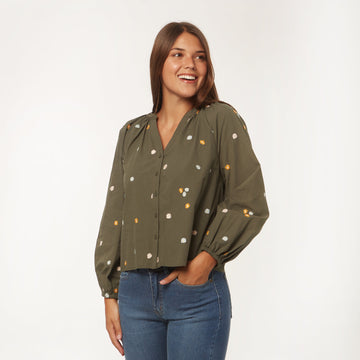 Camisa Ana Bordada Verde